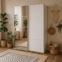 Wyld Haus Bordeaux 180cm White Sliding Wardrobe Full Length Mirror 5 Shelves