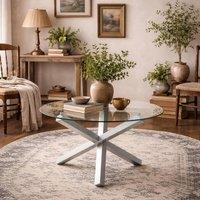 Wyld Haus San Sebastian Round Glass Dining Table Clear Top