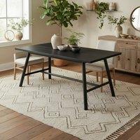 Wyld Haus Louie Black Dining Table Black Grain Wood Effect Top & Black Metal
