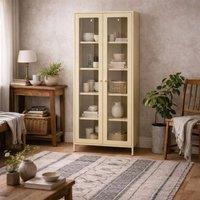 Wyld Haus Barla Beige Steel Display Cabinet 2 Glass Doors 4 Shelves