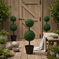 Wyld Haus Tonami Set of 2 Artificial Boxwood Ball Topiary Trees in Pots in Green