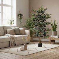 Wyld Haus Nedori 130cm Artificial Ficus Tree Realistic Leaves in Weighted Pot in Green