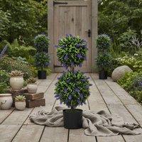 Wyld Haus Vevayo Set of 2 Artificial Lavender Ball Trees in Decorative Pots in Green
