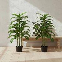 Wyld Haus Sulono Set of 2 Artificial Evergreen Trees in Nursery Pots 95cm in Green