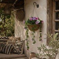 Wyld Haus Lileke Redo Set of 2 Artificial Azalea Hanging Planters Pink & White in Purple