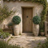 Wyld Haus Radi Set of 2 White Artificial Boxwood Ball Plants in Green