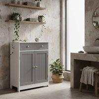 Wyld Haus Lufili Freestanding Bathroom Storage Unit 2 Drawers & Cupboard in Grey