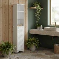 Wyld Haus Nesaco Slim Tall Bathroom Storage Cabinet White Shutter Door