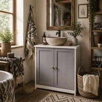 Wyld Haus Rova Compact Under Sink Bathroom Cabinet Adjustable Shelf & Drain in Grey