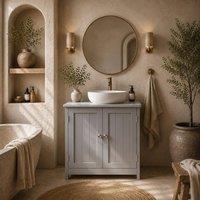 Wyld Haus Seseha Grey Under Sink Vanity Cupboard Double Doors Adjustable Shelf