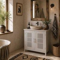 Wyld Haus Novaso White Under Sink Vanity Unit Double Doors Adjustable Shelf