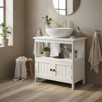 Wyld Haus Dalaco White Pedestal Sink Storage Cabinet Double Doors