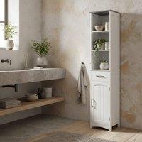Wyld Haus Noka 163cm Tall Slim Wall Mounted Bathroom Linen Cabinet in White and