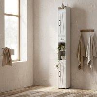 Wyld Haus Mittori Slim Farmhouse Bathroom Cabinet Barn Doors & Toilet Roll in White