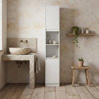 Wyld Haus Fibava Slim Freestanding Bathroom Storage Cabinet in White