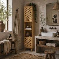Wyld Haus Hami Tall Bathroom Cabinet Bamboo Doors & Adjustable Shelves in Natural