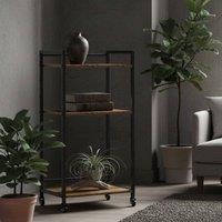 Wyld Haus Dinanore 3 Tier Rustic Brown Metal & Wood Printer Stand Lockable