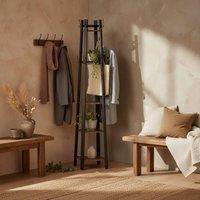 Wyld Haus Kareva 4 Tier Industrial Coat Stand Shelves & Hooks Rustic Brown