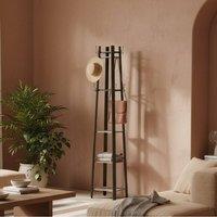 Wyld Haus Savapa 4 Tier Industrial Coat Stand Grey & Black Shelves & Hooks