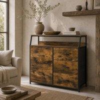 Wyld Haus Rasozi 5 Drawer Industrial Storage Chest Shelf Rustic Brown & Black