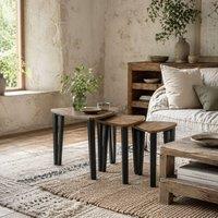 Wyld Haus Coro Set of 3 Triangle Nesting Coffee Tables Walnut Wood Grain Tops