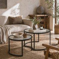 Wyld Haus Nase Black Metal & Clear Glass Set of 2 Nesting Coffee Tables