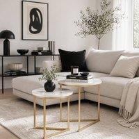 Wyld Haus Keroro Set of 2 Nesting Tables White Marble Effect Top & Gold Frame
