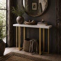 Wyld Haus Larose Narrow Console Table 100 x 30cm White Faux Marble Top | Size: 100 x 30 cm