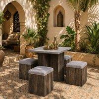 Wyld Haus Nobael 5 Piece Compact Dining Set Square Wood Grain Table 4 Grey