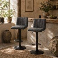 Wyld Haus Ralava Set of 2 Grey Faux Leather Adjustable Swivel Bar Stools