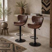 Wyld Haus Setora Set of 2 Brown Faux Leather Adjustable Bar Stools Backrest