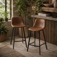 Wyld Haus Lilu Dilu Set of 2 Brown Faux Leather Kitchen Bar Stools