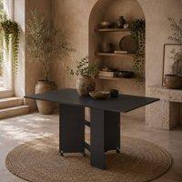 Wyld Haus Kafa Laso Black Drop Leaf Folding Dining Table with Shelves & Wheels