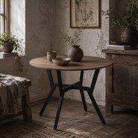 Wyld Haus Doveno 90cm Round Dining Table Wood Effect Top Black Metal Frame in Brown