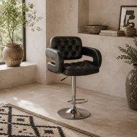 Wyld Haus Rina Black Faux Leather Adjustable Swivel Bar Stool Armrests