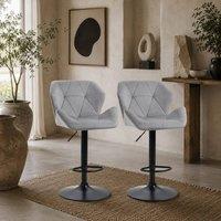 Wyld Haus Savi Velvet Grey Adjustable Swivel Bar Stools Set of 2 Sculpted Seat