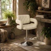 Wyld Haus Filena Adjustable Faux Leather Swivel Bar Stool Beige With Armrests
