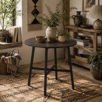 Wyld Haus Vizina 85cm Round Industrial Dining Table Rustic Brown Wood Effect Top