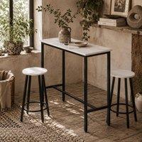 Wyld Haus Telano 3 Piece Marble Effect Bar Table & Stool Set White Top