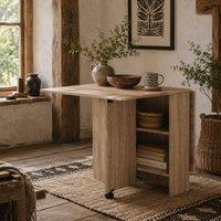 Wyld Haus Vasufa Natural Wood Effect Drop Leaf Dining Table Seats 4 6