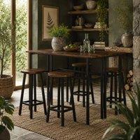 Wyld Haus Halulo Rustic Brown 6 Piece Counter Bar Dining Set 2 Tables 4 Stools