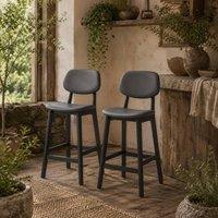 Wyld Haus Lavidiel Faux Leather Dark Grey Bar Stools Set of 2 Back Support