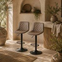 Wyld Haus Tadilu Adjustable Retro Faux Leather Bar Stools Set of 2 Brown