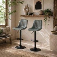 Wyld Haus Reli Fabric Green Retro Tub Style Bar Stools Set of 2 Padded Seats