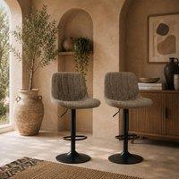 Wyld Haus Sehake Brown Linen Look Bar Stools Set of 2 Adjustable Swivel Counter