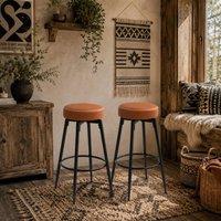 Wyld Haus Mativa Faux Leather Bar Stools Set of 2 Brown & Black 360 Swivel