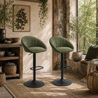 Wyld Haus Spetti Dark Green Tub Bar Stools Set of 2 Adjustable Gas Lift