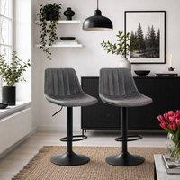 Wyld Haus Rotteli Set of 2 Charcoal Grey Faux Leather Tub Bar Stools Adjustable