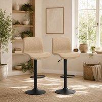Wyld Haus Salile Set of 2 Light Brown Faux Leather Adjustable Bar Stools