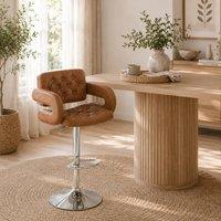 Wyld Haus Dovetti Brown Faux Leather Adjustable Swivel Bar Stool Back & Arms